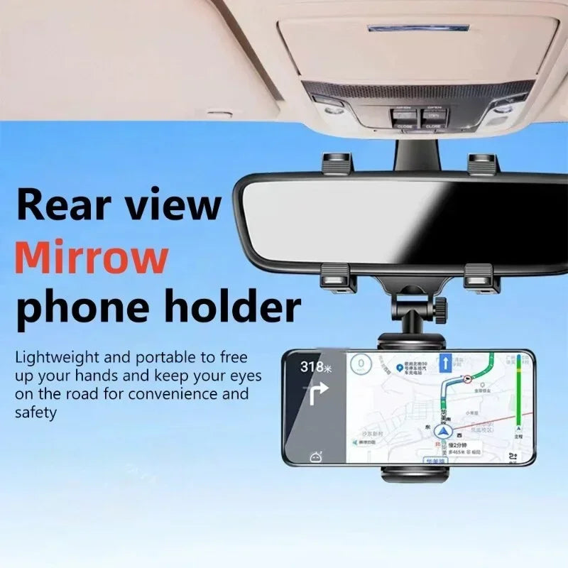 360° Rotating Car Phone Holder – Rearview Mirror Hands-Free Mount