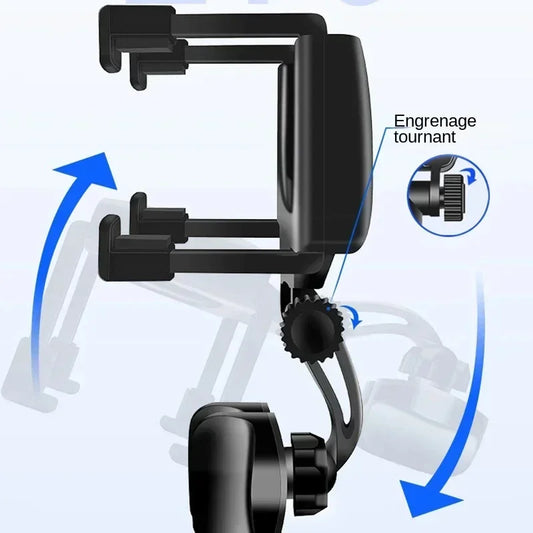360° Rotating Car Phone Holder – Rearview Mirror Hands-Free Mount