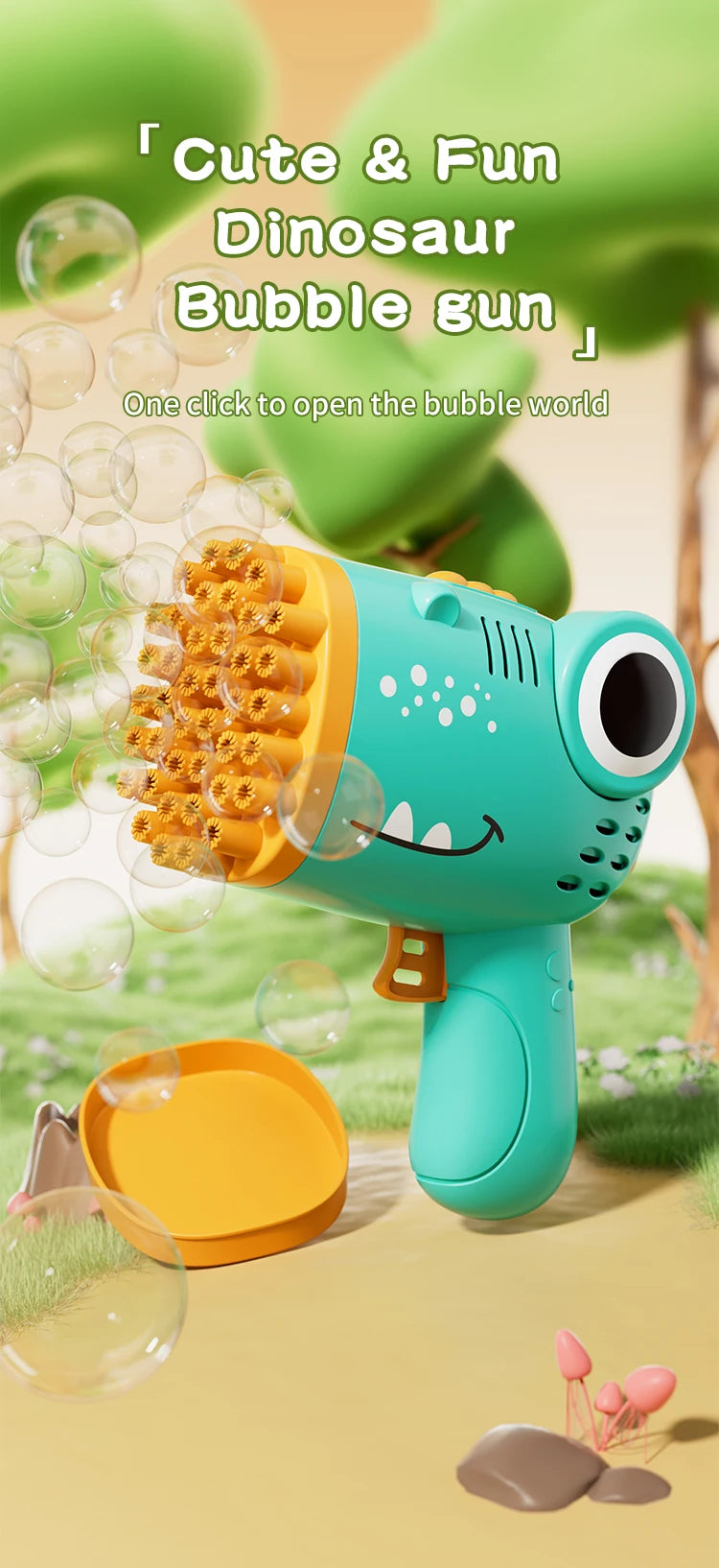 Dino Bubble Gun for Kids – Automatic Bubble Blaster Toy
