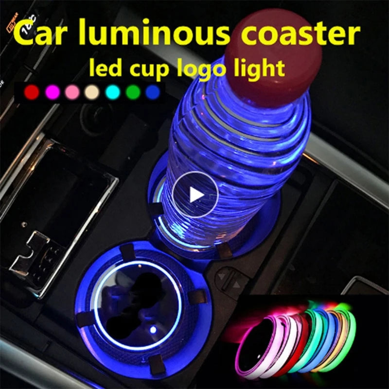 LED Cup Holder Coasters – USB Rechargeable 7-Color RGB Glow