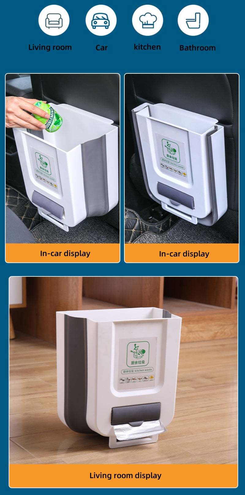 Foldable Kitchen Trash Bin | Wall-Mounted, Space-Saving Design