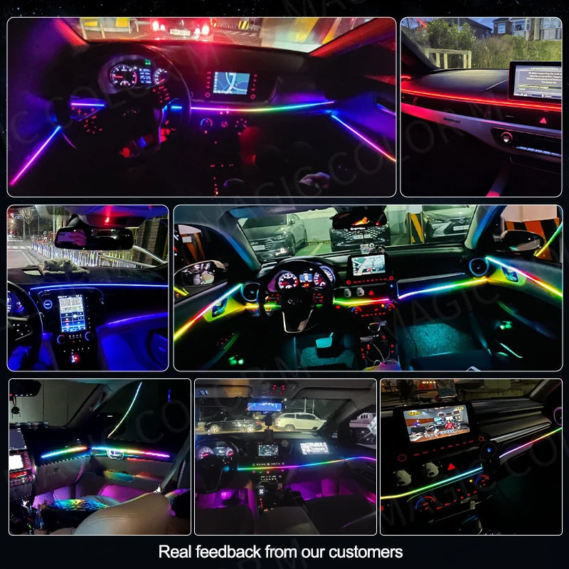RGB LED Car Ambient Lights – USB Interior Strip with App & Remote