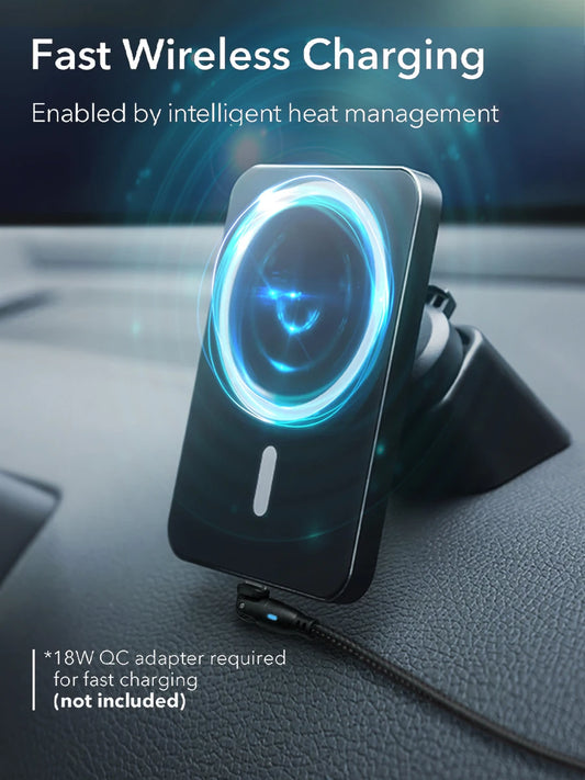 15W Magnetic Car Charger – MagSafe Wireless Mount for iPhone
