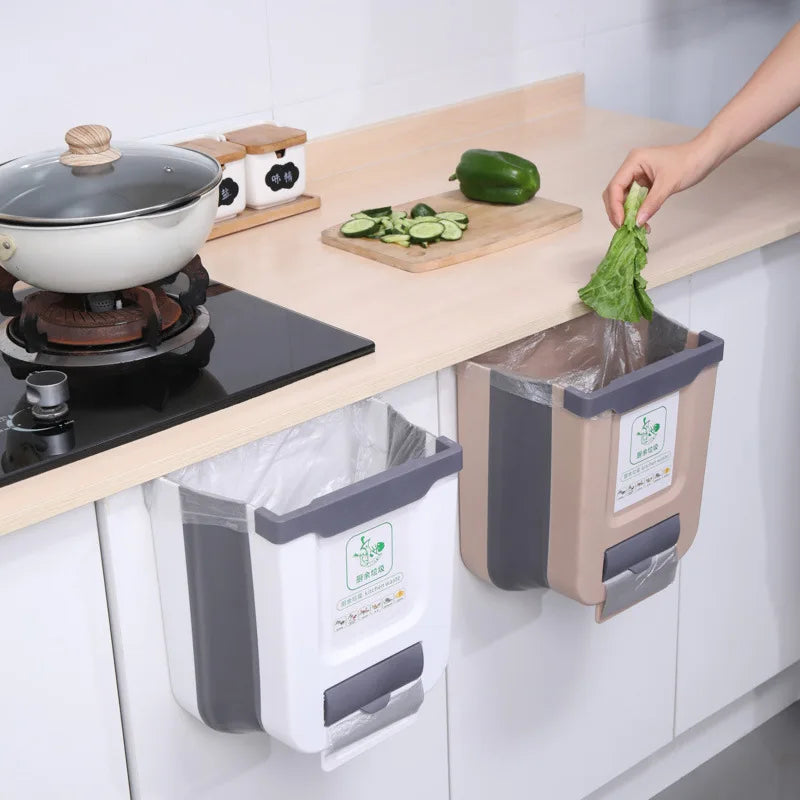 Foldable Kitchen Trash Bin | Wall-Mounted, Space-Saving Design