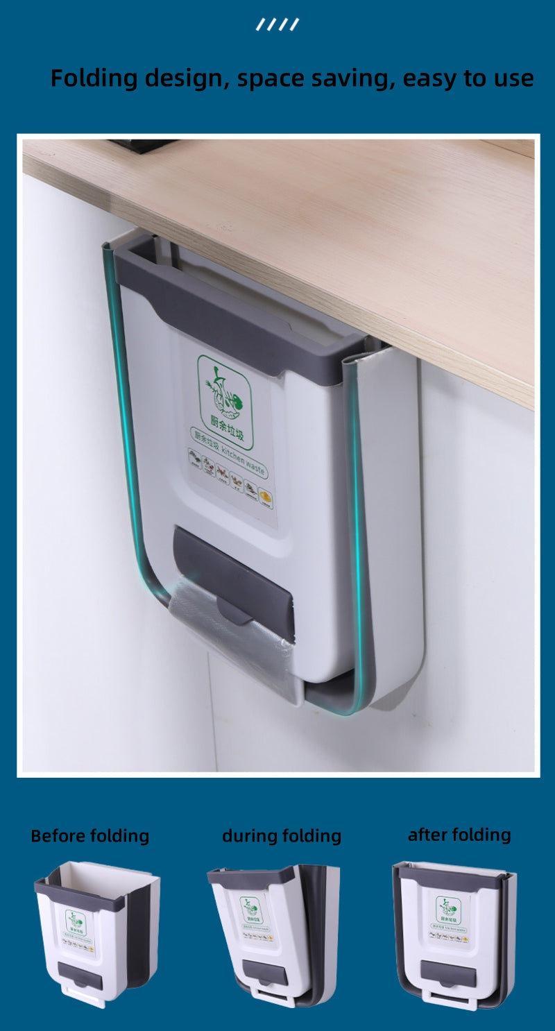 Foldable Kitchen Trash Bin | Wall-Mounted, Space-Saving Design