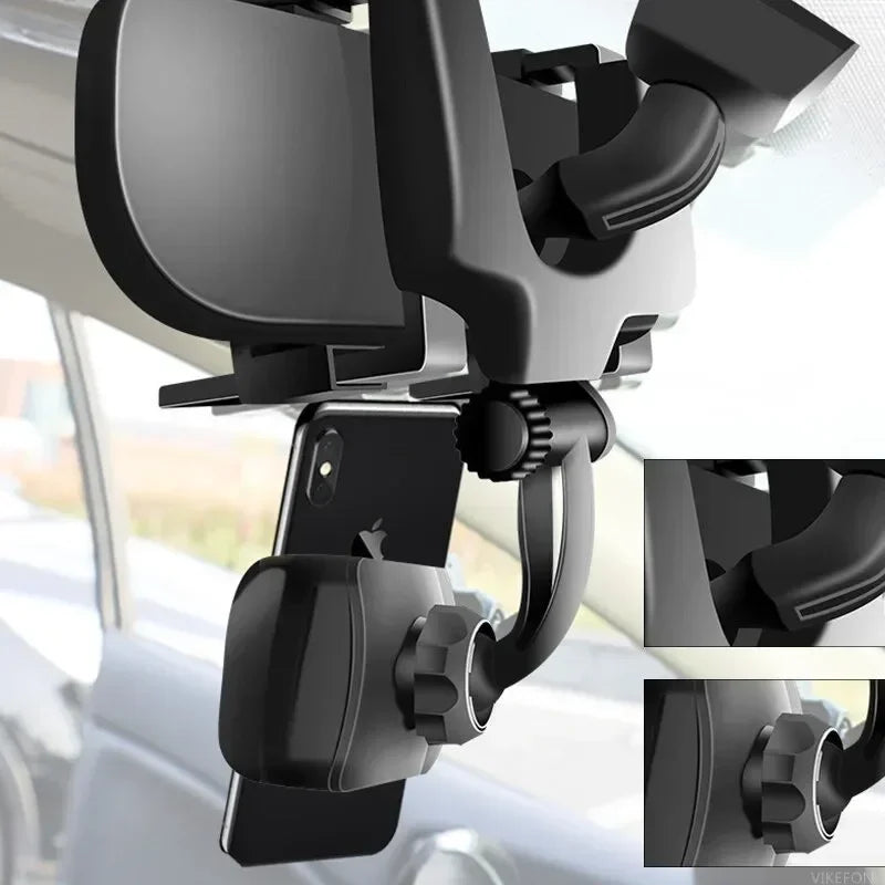 360° Rotating Car Phone Holder – Rearview Mirror Hands-Free Mount