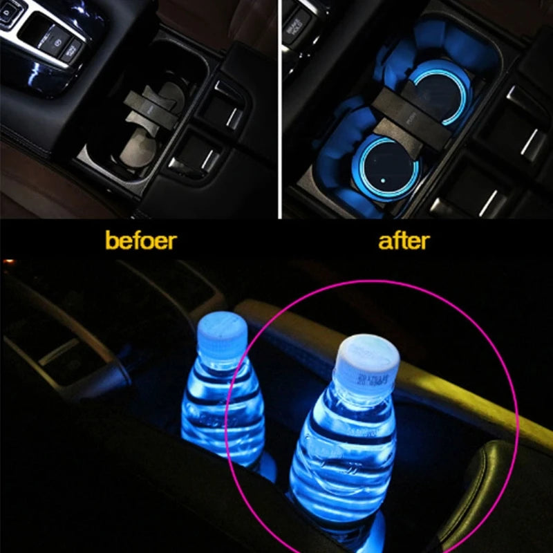 LED Cup Holder Coasters – USB Rechargeable 7-Color RGB Glow