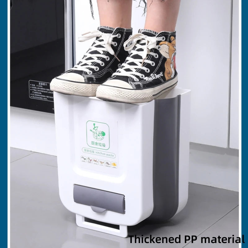Foldable Kitchen Trash Bin | Wall-Mounted, Space-Saving Design