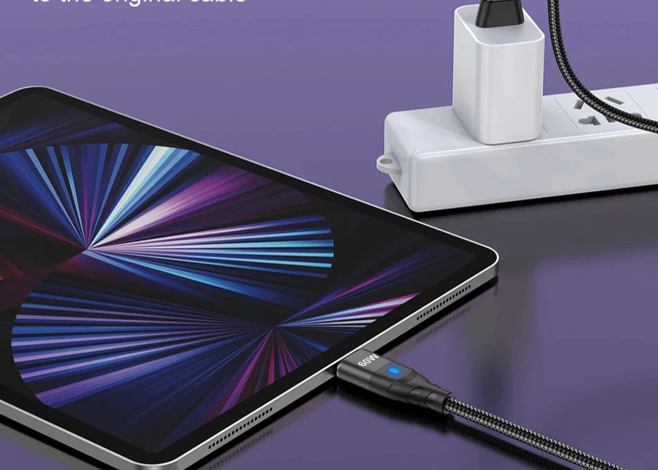 USB-C Magnetic Charging Adapter – 60W Fast Charger & Port Protection