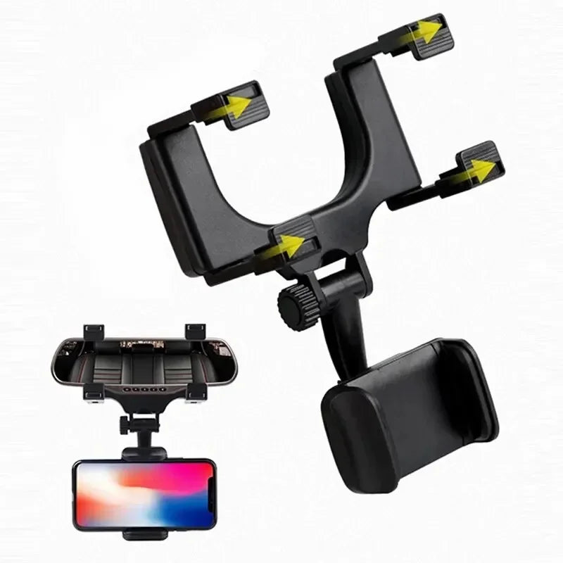 360° Rotating Car Phone Holder – Rearview Mirror Hands-Free Mount