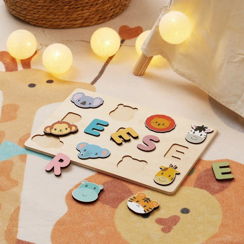 Personalized Wooden Name Puzzle – Montessori Toy for Toddlers