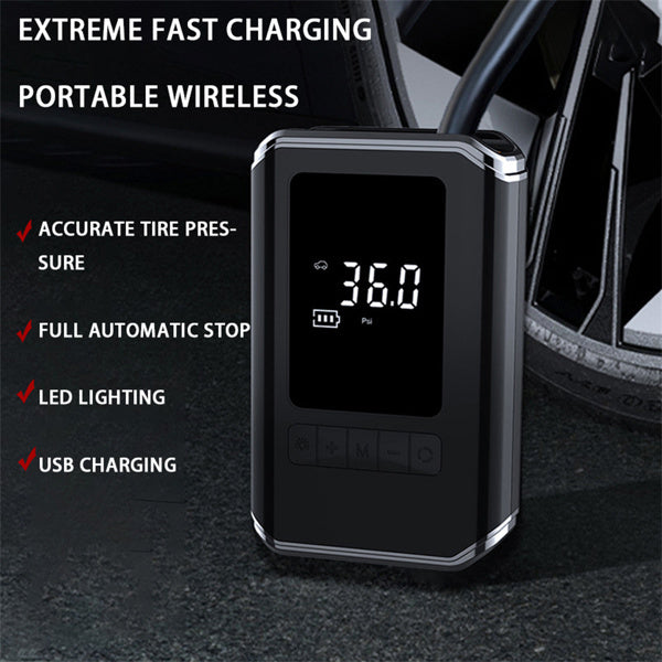 Mini Tire Inflator – Portable Cordless Car Air Compressor with LED Display & Auto Shut-Off