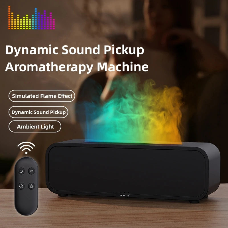 Flame Dynamic Aroma Diffuser – Remote Control, Music-Synced, Color-Changing Night Light (2025)